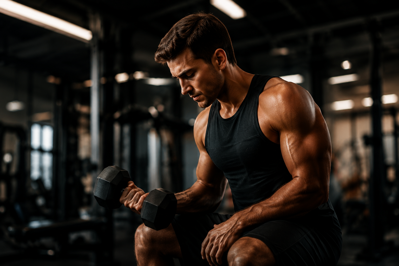 Athlete training with focused energy